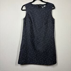 Frnch Size Small French Polka Dot Shift Mini Dress Black Keyhole Back Sleeveless